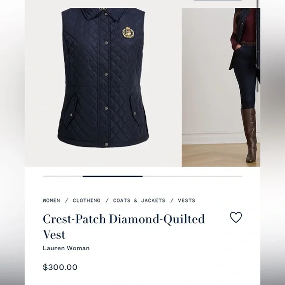 Ralph Lauren Crest Patch Quilted Vest - Picture 9 of 9